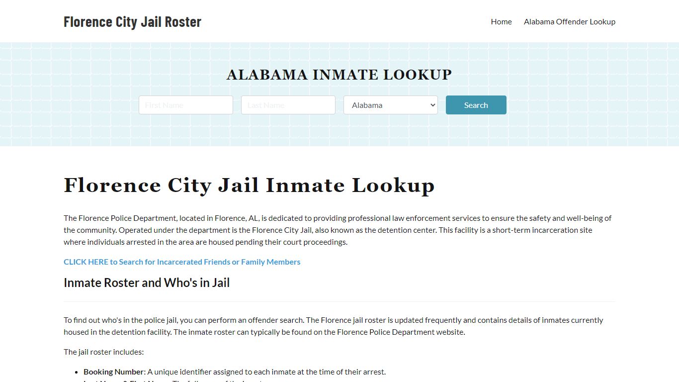 Florence Police Department & City Jail, AL Inmate Roster, Arrests, Mugshots